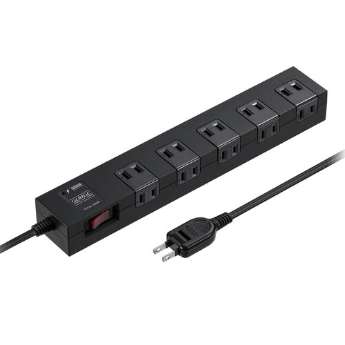 電源タップ（マグネット付・10個口・一括集中スイッチ付・雷ガード・ブレーカー・一括集中スイッチ付き・5m・ブラック）