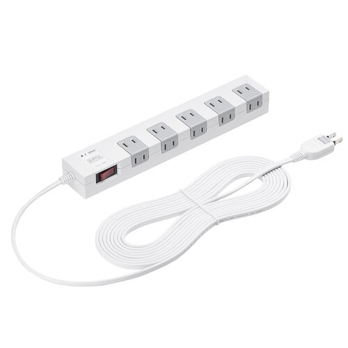 電源タップ（マグネット付・10個口・一括集中スイッチ付・雷ガード・ブレーカー・一括集中スイッチ付き・5m・ホワイト）