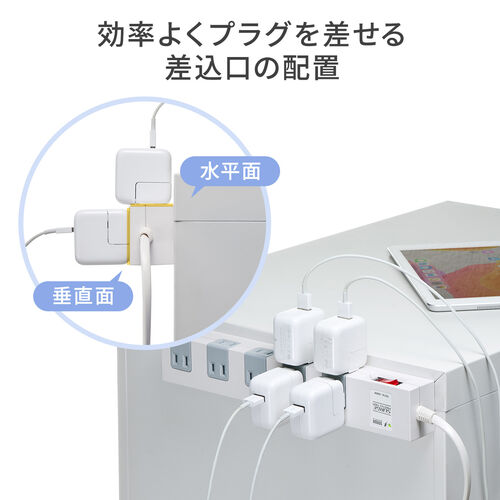 電源タップ（マグネット付・10個口・一括集中スイッチ付・雷ガード・ブレーカー・一括集中スイッチ付き・5m・ホワイト）