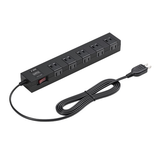 電源タップ（マグネット付・10個口・一括集中スイッチ付・雷ガード・ブレーカー・一括集中スイッチ付き・2m・ブラック）
