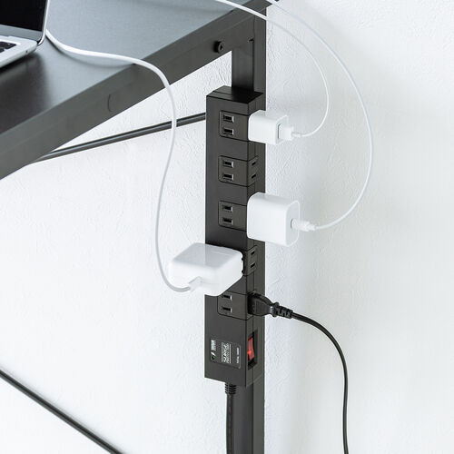 電源タップ（マグネット付・10個口・一括集中スイッチ付・雷ガード・ブレーカー・一括集中スイッチ付き・2m・ブラック）