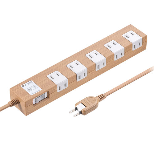 電源タップ（マグネット付・10個口・一括集中スイッチ付・雷ガード・ブレーカー・一括集中スイッチ付き・2m・ライトブラウン）