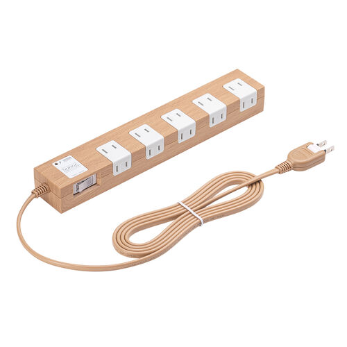 電源タップ（マグネット付・10個口・一括集中スイッチ付・雷ガード・ブレーカー・一括集中スイッチ付き・2m・ライトブラウン）