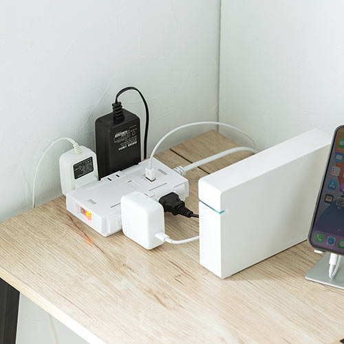 電源タップ（2m・回転式差込口・6個口・USB2ポート付・集中