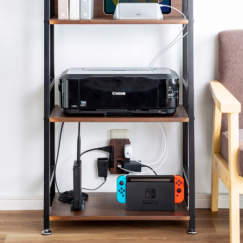 電源タップ（壁付けタイプ・回転式差込口・2P・6個口・USB2ポート付・集中スイッチ付・コンセントタップ・ダークブラウン）