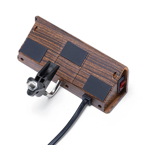 クランプ固定式タップ（USB充電ポート付き・2P・4個口・USB2ポート・一括集中スイッチ・3ｍ・木目）