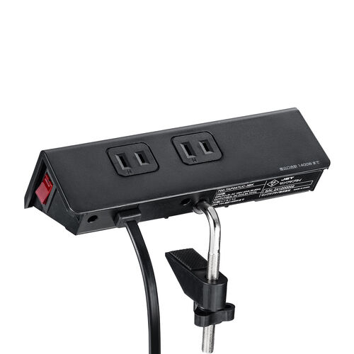 電源タップ（USB充電・AC4個口・USB-C搭載・USB-A搭載・一括集中スイッチ・3m・クランプ固定・ブラック）