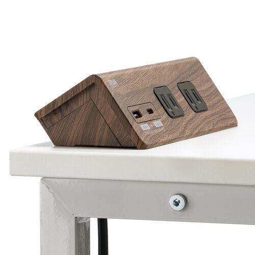 電源タップ（USB充電・AC4個口・USB-C搭載・USB-A搭載・一括集中スイッチ・3m・クランプ固定・ブラウン）