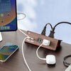 クランプ固定式タップ（Type-C充電ポート付き・2P・4個口・USB Aポート・Type-Cポート・一括集中スイッチ・3ｍ・ダークブラウン・木目）