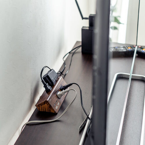 クランプ固定式タップ（Type-C充電ポート付き・2P・4個口・USB Aポート・Type-Cポート・一括集中スイッチ・3ｍ・ダークブラウン・木目）