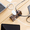 クランプ固定式タップ（Type-C充電ポート付き・2P・4個口・USB Aポート・Type-Cポート・一括集中スイッチ・3ｍ・ダークブラウン・木目）