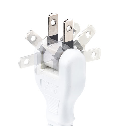 電源タップ（コードタイプ2m・回転式差込口・2P・6個口・ホワイト・コンパクト・スイングプラグ）