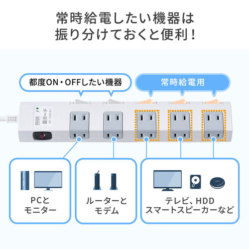 電源タップ（マグネット付・10個口・個別スイッチ・一括集中スイッチ付・3m・雷ガード・ダークブラウン木目）