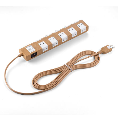 電源タップ（マグネット付・10個口・個別スイッチ・一括集中スイッチ付・3m・雷ガード・ライトブラウン木目）