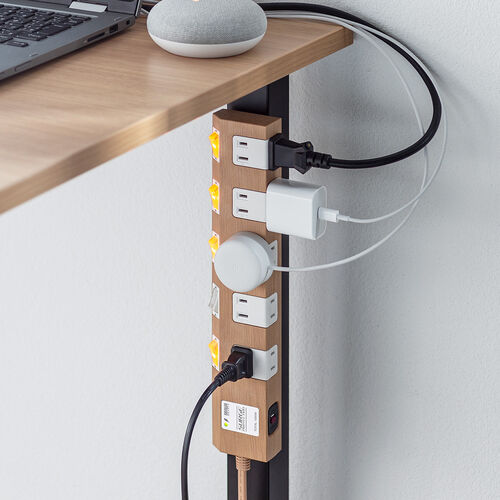 電源タップ（マグネット付・10個口・個別スイッチ・一括集中スイッチ付・3m・雷ガード・ライトブラウン木目）