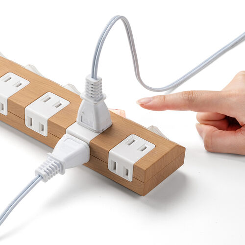 電源タップ（マグネット付・10個口・個別スイッチ・一括集中スイッチ付・3m・雷ガード・ライトブラウン木目）