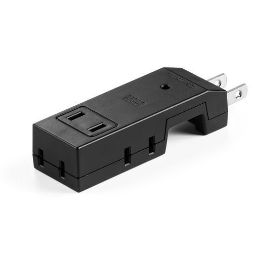 電源タップ（スリム＆コンパクト設計・4個口・2P・4方向差込口・雷ガード・スイングプラグ・モバイルタップ・旅行・ブラック）