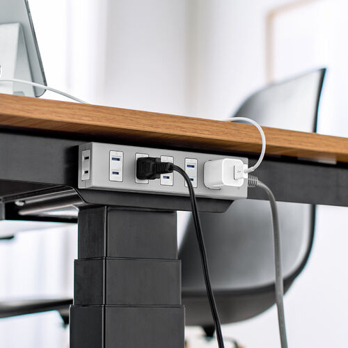 電源タップ（雷ガード内蔵・6個口・2P・2m・マグネット・シャッター・スイングプラグ・トラッキング予防・グレー）