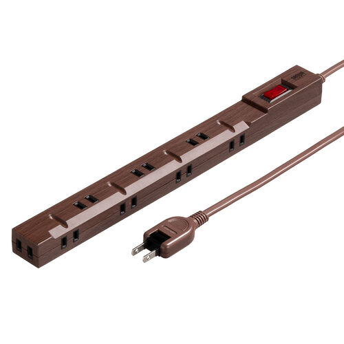 スリム電源タップ（一括集中スイッチ付き・ブレーカー内蔵・8個口・3P対応・2m・ACアダプタ対応・マグネット・ダークブラウン）