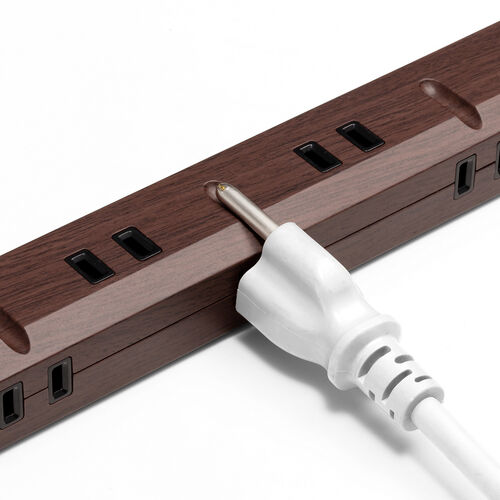 スリム電源タップ（一括集中スイッチ付き・ブレーカー内蔵・8個口・3P対応・2m・ACアダプタ対応・マグネット・ダークブラウン）