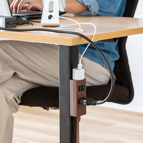 電源タップ（雷ガード内蔵・3個口・2P・2m・マグネット・シャッター・スイングプラグ・トラッキング予防・ダークブラウン）