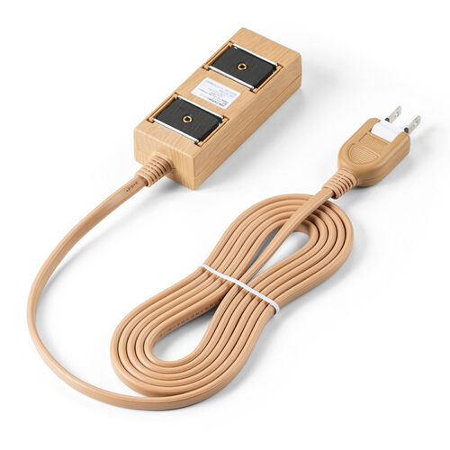 電源タップ（雷ガード内蔵・3個口・2P・2m・マグネット・シャッター・スイングプラグ・トラッキング予防・ライトブラウン）