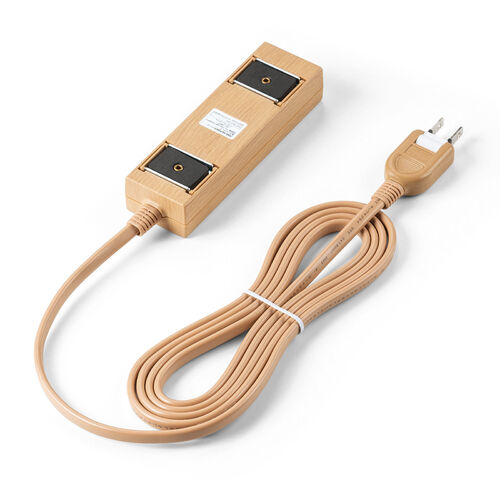 電源タップ（雷ガード内蔵・4個口・2P・2m・マグネット・シャッター・スイングプラグ・トラッキング予防・ライトブラウン）