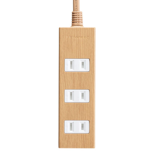 電源タップ（雷ガード内蔵・4個口・2P・2m・マグネット・シャッター・スイングプラグ・トラッキング予防・ライトブラウン）