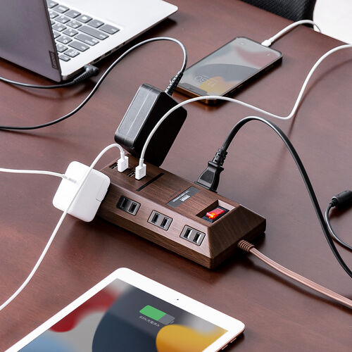USB充電ポート付き電源タップ（2P・8個口・USB 4ポート・一括集中