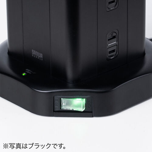電源タップ（タワー・12個口・PD 20W対応・USB-A×3ポート・USB-C ×1ポート・3m・一括スイッチ付き・スイングプラグ・USB充電・延長コード・ホワイト）