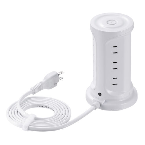 タワー型電源タップ（タワータップ・USB充電対応・タイプC搭載・12個口・2m・ホワイト）