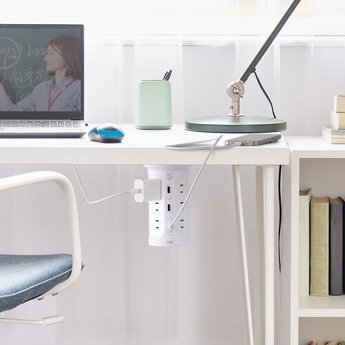タワー型電源タップ（タワータップ・USB充電対応・タイプC搭載・12個口・2m・ホワイト）
