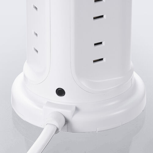 タワー型電源タップ（タワータップ・USB充電対応・タイプC搭載・12個口・2m・ホワイト）