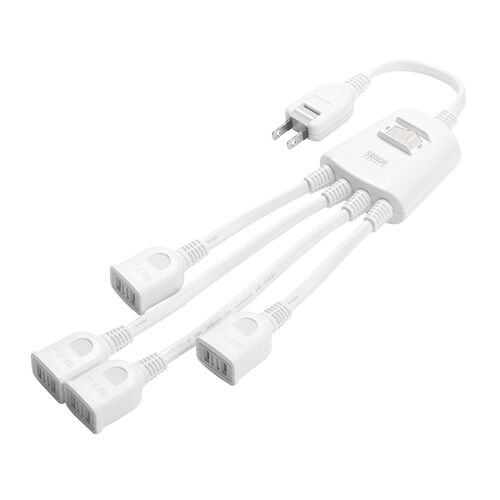 延長コード（短い・4個口・ACアダプタ対応・集中スイッチ付・ホワイト）