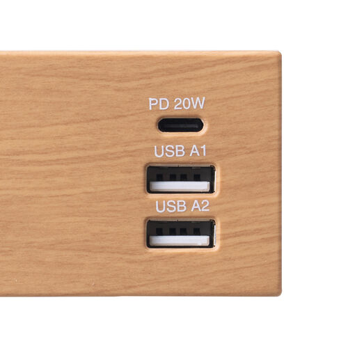 電源タップ（マグネット付・USB PD対応・10個口・一括集中スィッチ付・雷ガード・ライトブラウン）
