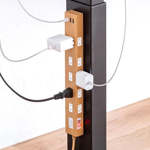 電源タップ（マグネット付・USB PD対応・10個口・一括集中スィッチ付・雷ガード・ライトブラウン）