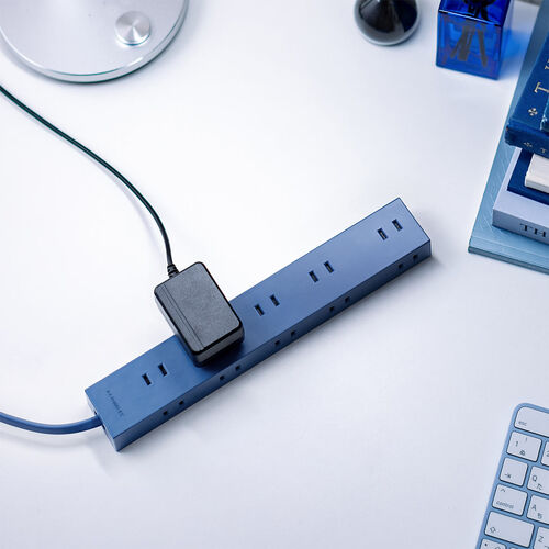 電源タップ（10個口・2m・強力マグネット・シャッター付・2P・アースブルー・NATULLY・ナチュリー）