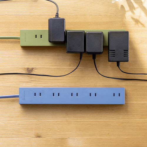 電源タップ（10個口・2m・強力マグネット・シャッター付・2P・アースブルー・NATULLY・ナチュリー）