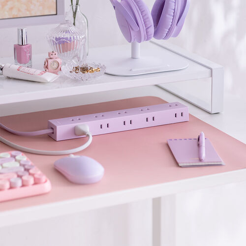 電源タップ（10個口・2m・強力マグネット・シャッター付・2P・ラベンダー・NATULLY・ナチュリー）