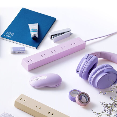 電源タップ（10個口・2m・強力マグネット・シャッター付・2P・ラベンダー・NATULLY・ナチュリー）