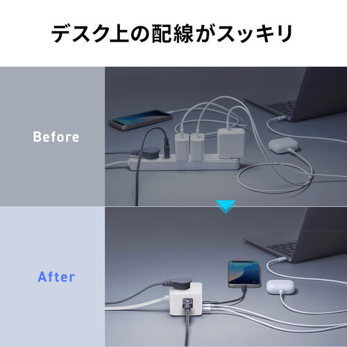 電源タップ（USB Type-C・PD 65W・GaN・コンセント3口・電力表示対応・ケーブル長2m）