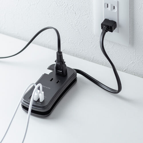 電源タップ（モバイルタップ・USBPD対応・USB充電器・巻取りケーブル・PD33W対応・コンセント3個口・USB A2個口・USB C 1個口・ブラック）