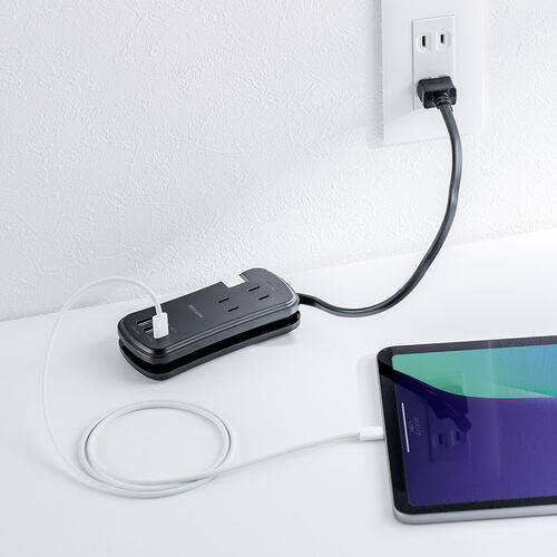電源タップ（モバイルタップ・USBPD対応・USB充電器・巻取りケーブル・PD33W対応・コンセント3個口・USB A2個口・USB C 1個口・ブラック）
