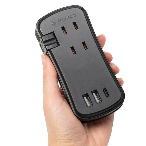 電源タップ（モバイルタップ・USBPD対応・USB充電器・巻取りケーブル・PD33W対応・コンセント3個口・USB A2個口・USB C 1個口・ブラック）
