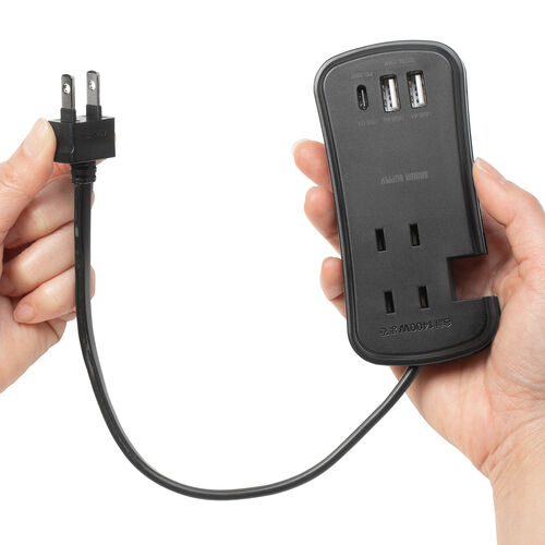 電源タップ（モバイルタップ・USBPD対応・USB充電器・巻取りケーブル・PD33W対応・コンセント3個口・USB A2個口・USB C 1個口・ブラック）