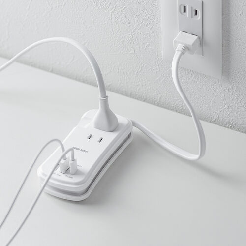 電源タップ（モバイルタップ・USBPD対応・USB充電器・巻取りケーブル・PD33W対応・コンセント3個口・USB A2個口・USB C 1個口・ホワイト）