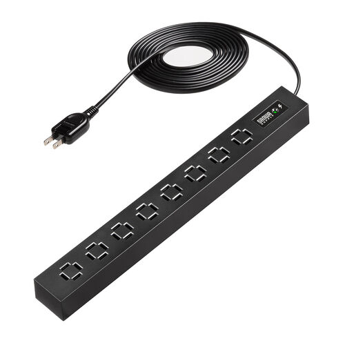 電源タップ（スリムタップ・AC8口・縦横差し込み・雷ガード・3m・ACアダプタ対応・シンプルデザイン・マット調・スイングプラグ・ブラック）