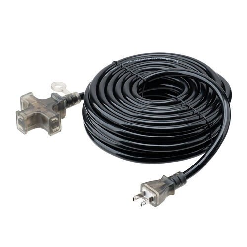 電源延長コード（10m・3個口・2極・高耐久・VCTケーブル・電源ケーブル・屋内用・ソフトケーブル・クリアブラック）