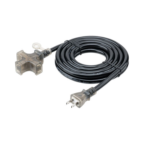 電源延長コード（3m・3個口・2極・高耐久・VCTケーブル・電源ケーブル・屋内用・ソフトケーブル・クリアブラック）