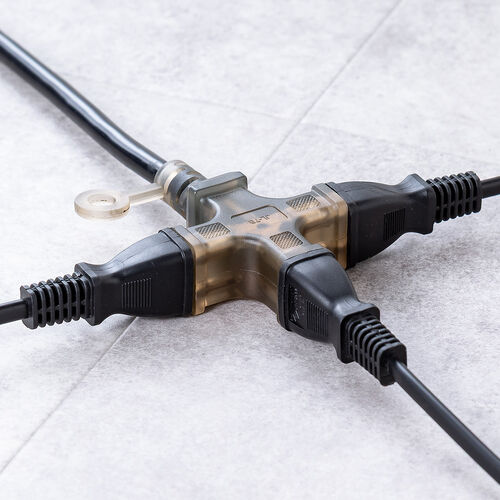 電源延長コード（5m・3個口・2極・高耐久・VCTケーブル・電源ケーブル・屋内用・ソフトケーブル・クリアブラック）